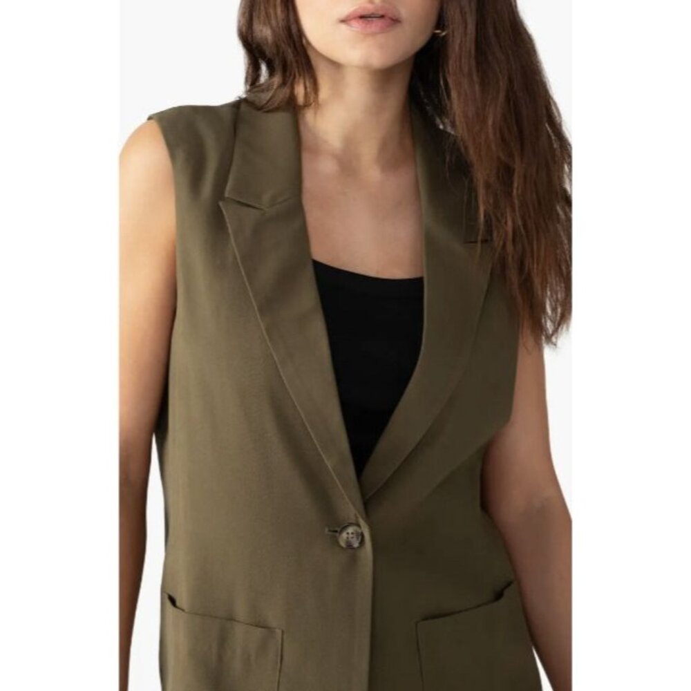NEW Sanctuary Sleeveless One Button Lined Vest Women's Size M Mossy Green